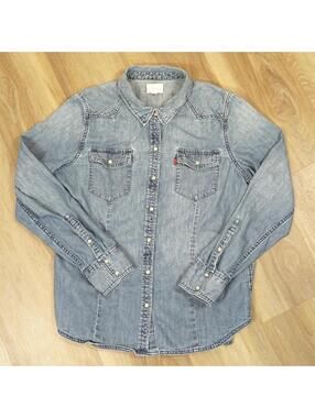 Levi's Blue Cowboy Denim Pearl Snap Button Down - Women's Western Large CW-1713